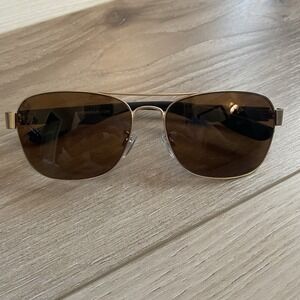 Pugs Brown Aviator Sunglasses Gold Metal Frames Style‎ M4